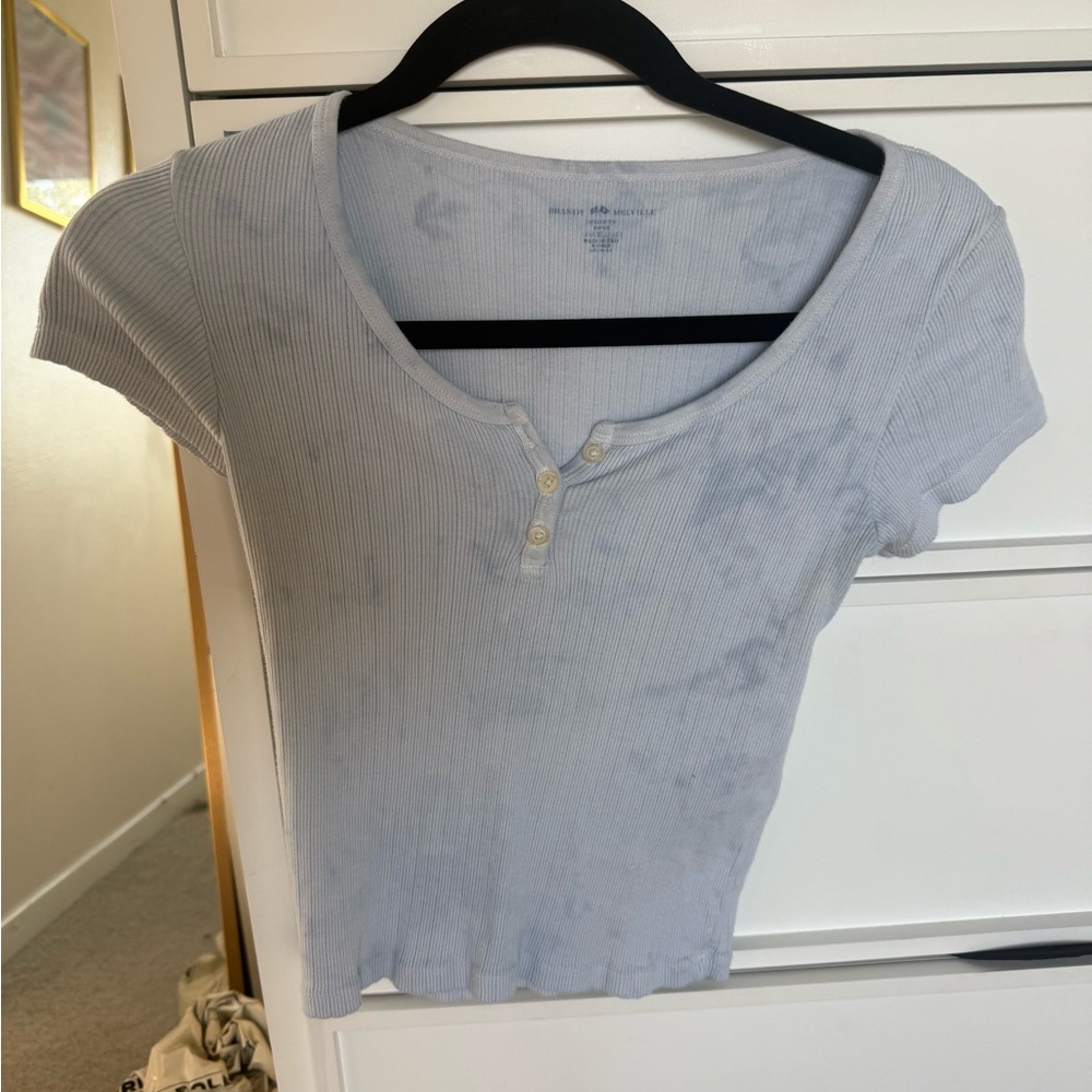 Brandy Melville Soft Gray Ribbed Tee